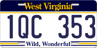 WV license plate 1QC353