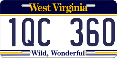 WV license plate 1QC360