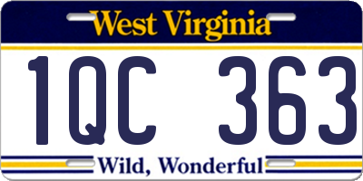WV license plate 1QC363