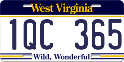 WV license plate 1QC365