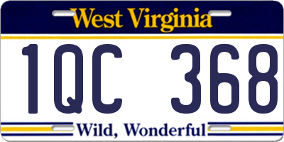 WV license plate 1QC368