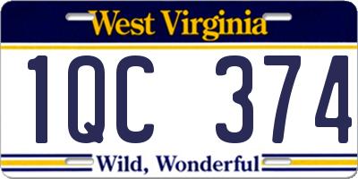 WV license plate 1QC374