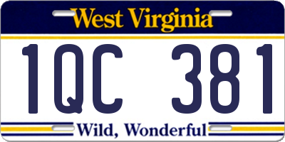 WV license plate 1QC381