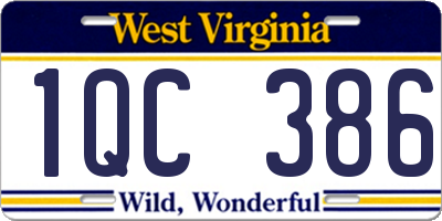 WV license plate 1QC386