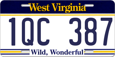 WV license plate 1QC387