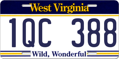 WV license plate 1QC388