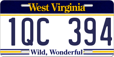WV license plate 1QC394