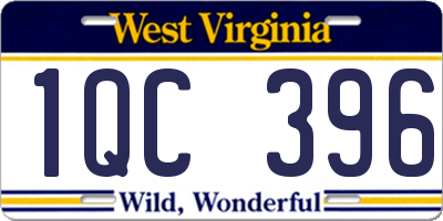 WV license plate 1QC396