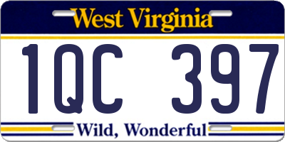 WV license plate 1QC397