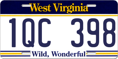 WV license plate 1QC398