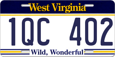 WV license plate 1QC402