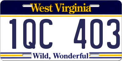 WV license plate 1QC403