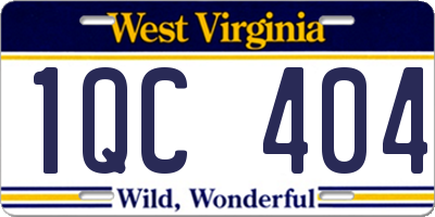WV license plate 1QC404