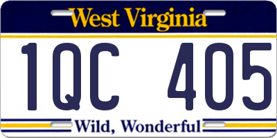 WV license plate 1QC405