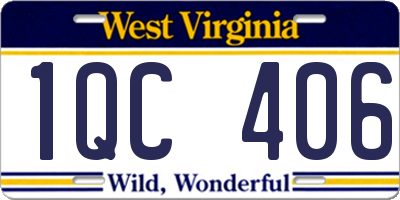 WV license plate 1QC406