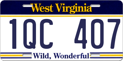 WV license plate 1QC407