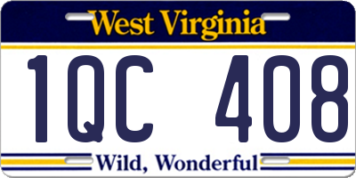 WV license plate 1QC408