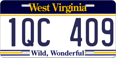 WV license plate 1QC409