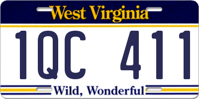WV license plate 1QC411