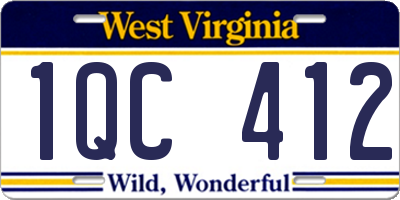 WV license plate 1QC412