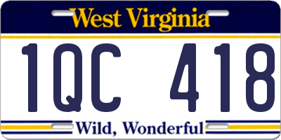 WV license plate 1QC418