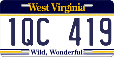 WV license plate 1QC419