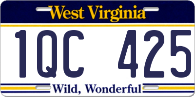 WV license plate 1QC425