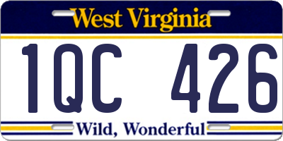 WV license plate 1QC426
