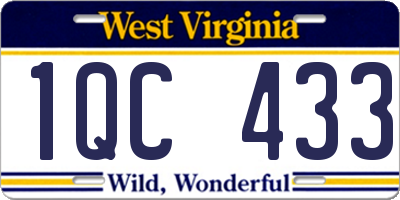 WV license plate 1QC433