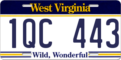 WV license plate 1QC443