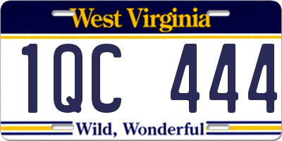 WV license plate 1QC444
