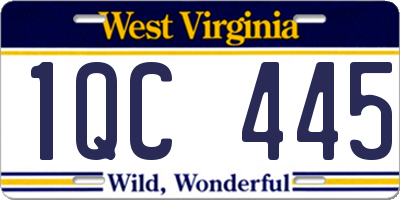 WV license plate 1QC445