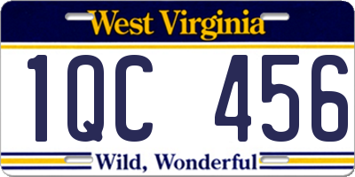 WV license plate 1QC456