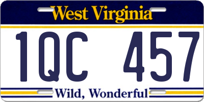 WV license plate 1QC457