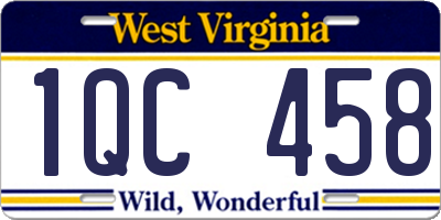 WV license plate 1QC458
