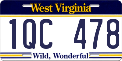 WV license plate 1QC478