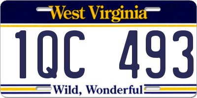 WV license plate 1QC493