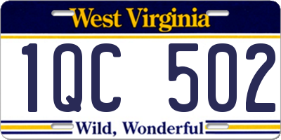 WV license plate 1QC502