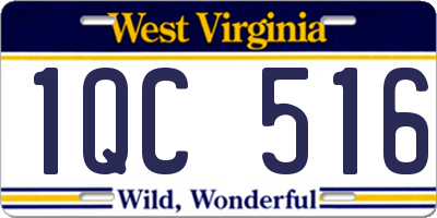 WV license plate 1QC516
