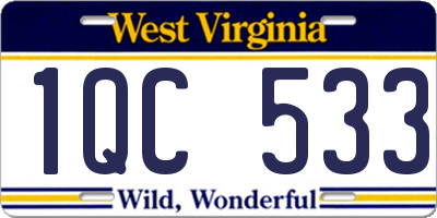 WV license plate 1QC533