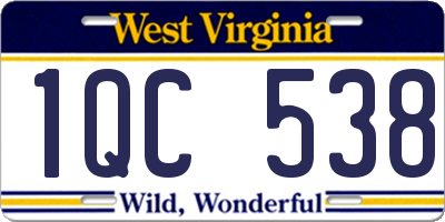 WV license plate 1QC538