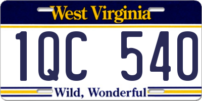 WV license plate 1QC540