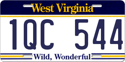 WV license plate 1QC544