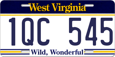 WV license plate 1QC545