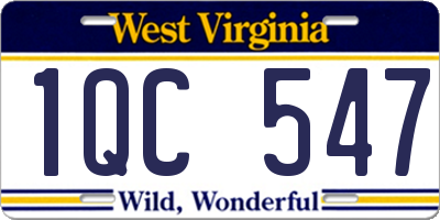 WV license plate 1QC547