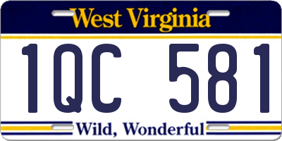 WV license plate 1QC581