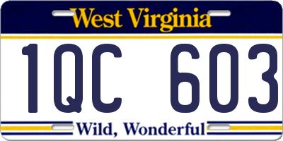 WV license plate 1QC603