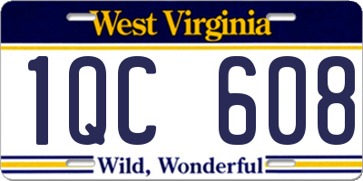 WV license plate 1QC608