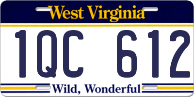 WV license plate 1QC612