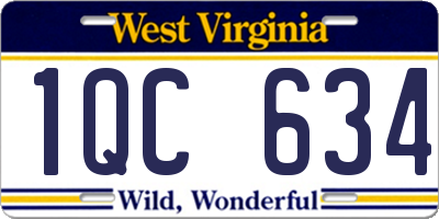WV license plate 1QC634